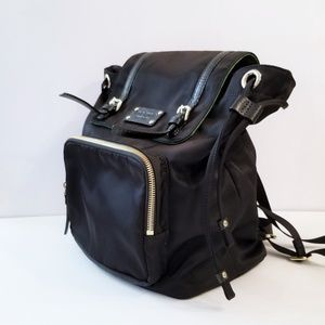 Kate Spade Black Leather-Trimmed Nylon Backpack